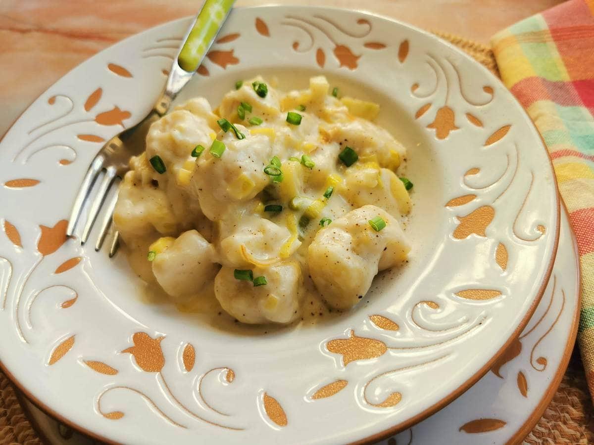Homemade cheesy potato gnocchi.
