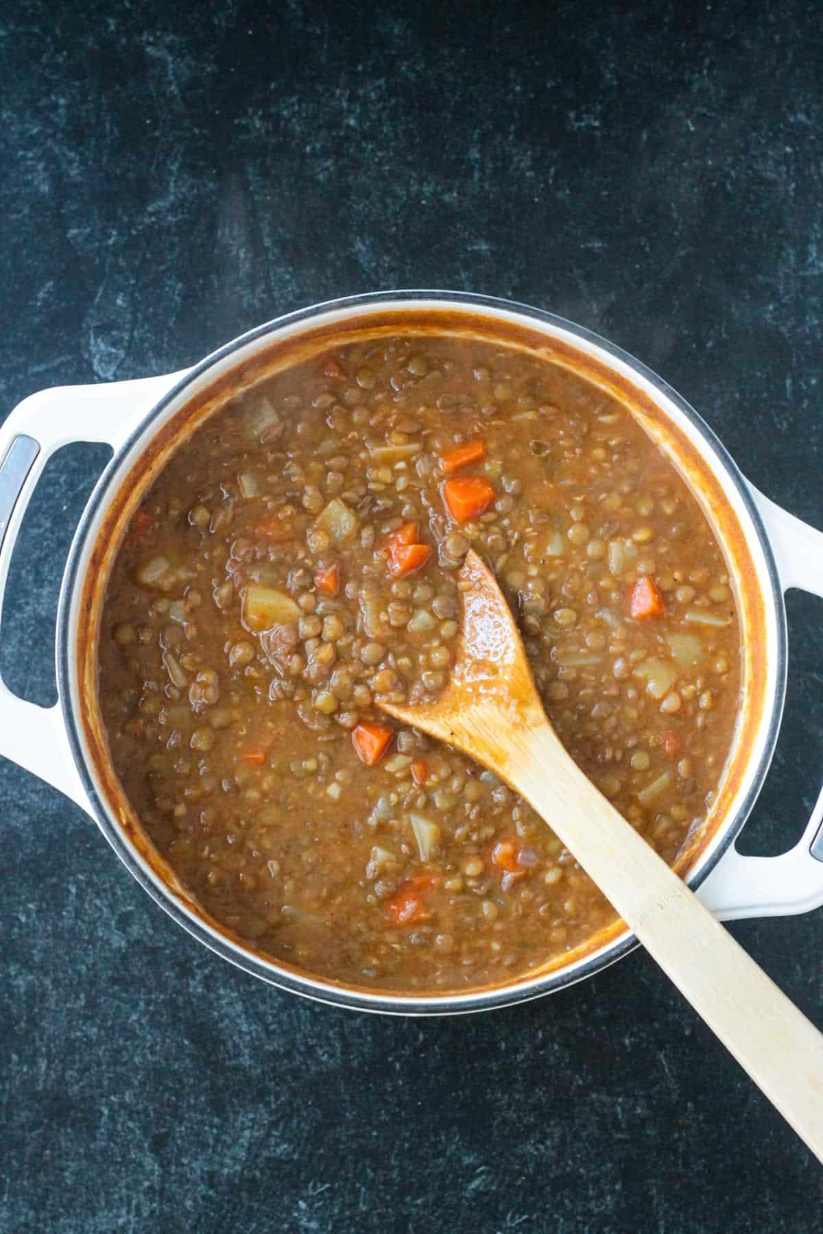 Finished dish in a pot.